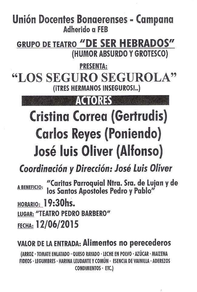 Obra a beneficio de Cáritas en Campana