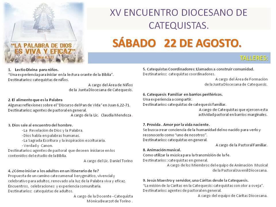 – Talleres del ENDICA : sábado 22 de agosto –