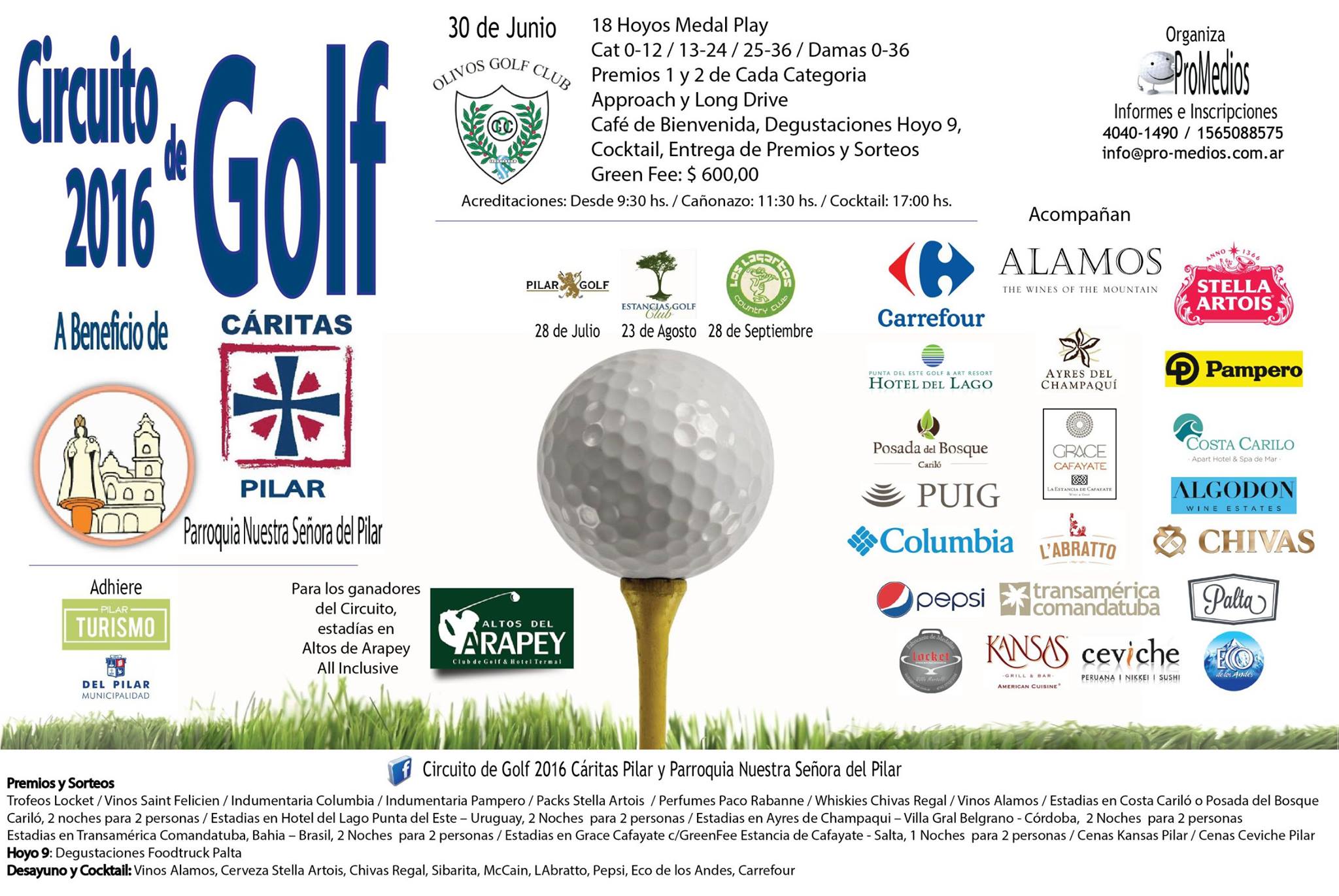 30 de junio: Torneo de Golf a beneficio de Cáritas , en Pilar