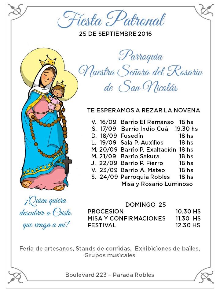Novena preparatoria: Fiesta Parroquia Ntra Sra del Rosario de San Nicolas