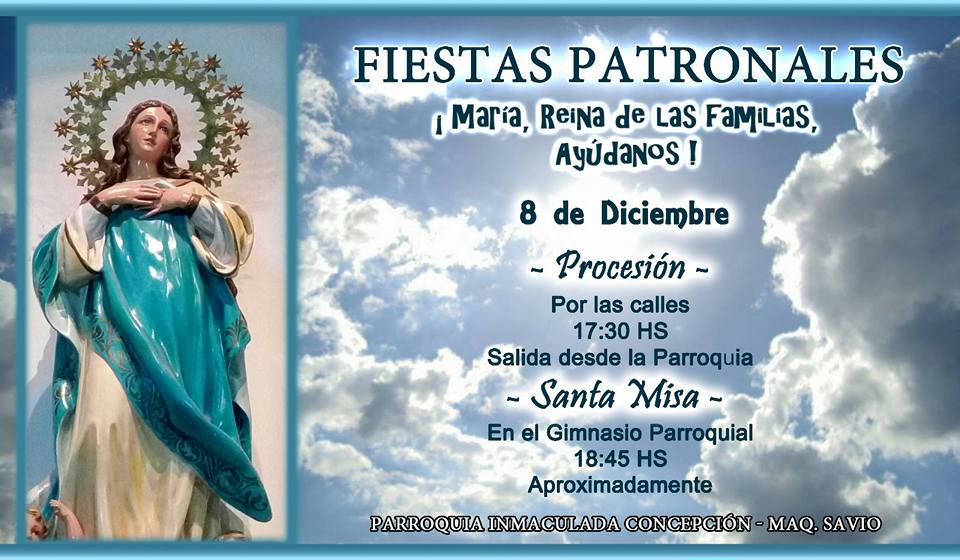8 de diciembre: Fiesta de la Inmaculada Concepción en Maquinista Savio