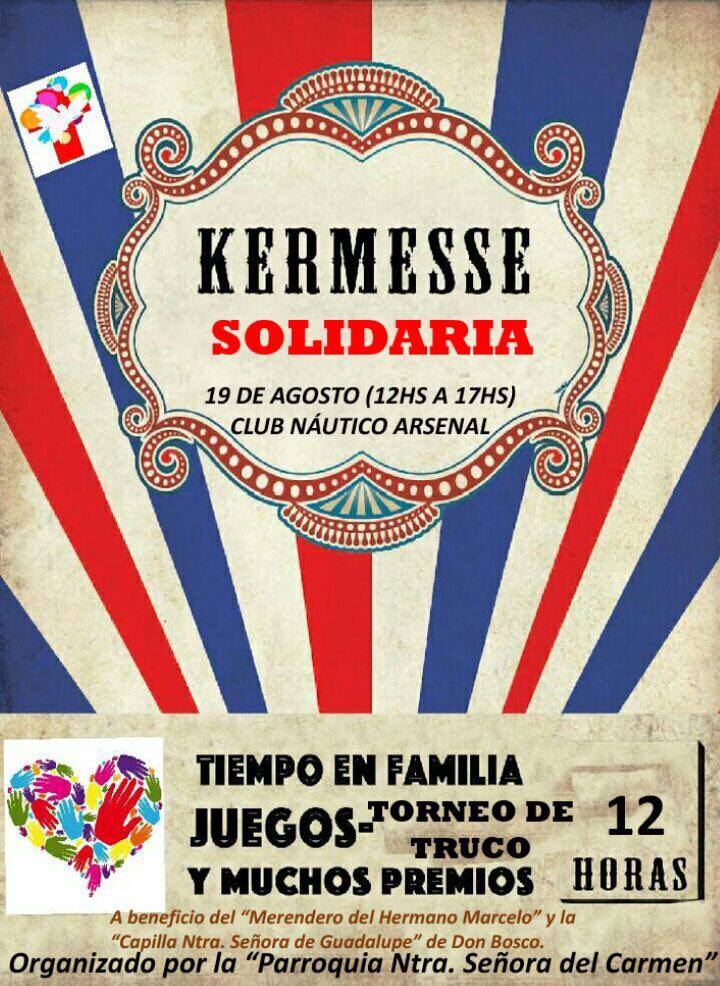 19 de agosto 12 hs : Kermesse Solidaria – Club Nautico Arsenal Zárate