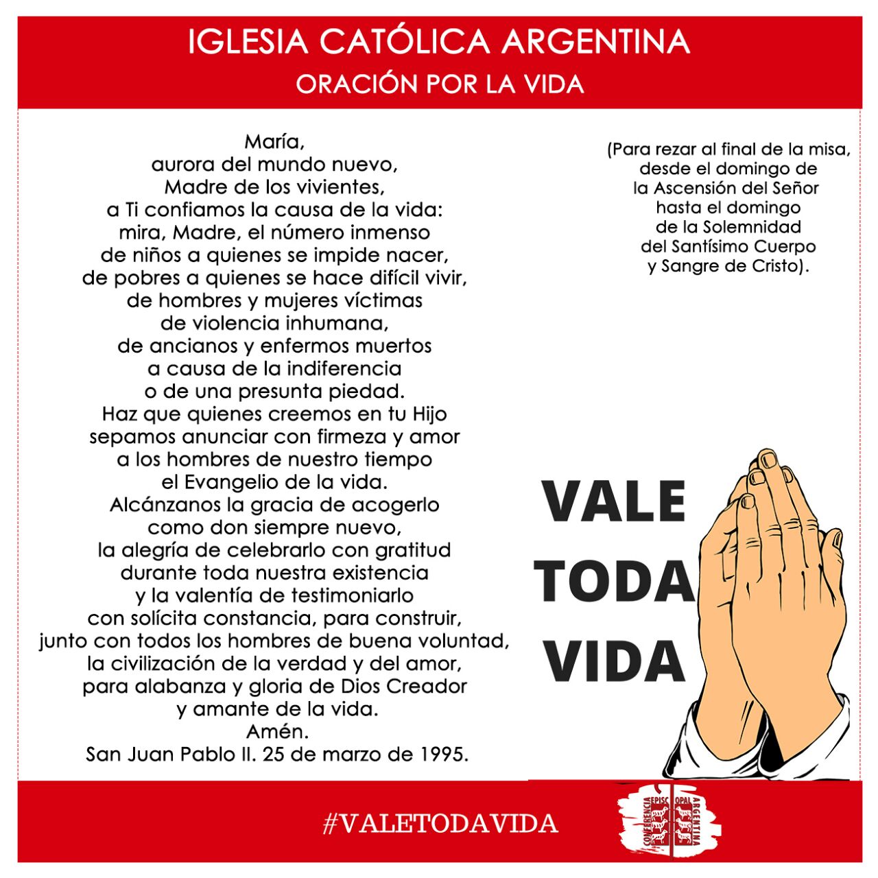 El Episcopado convoca a la Iglesia Argentina a la oración