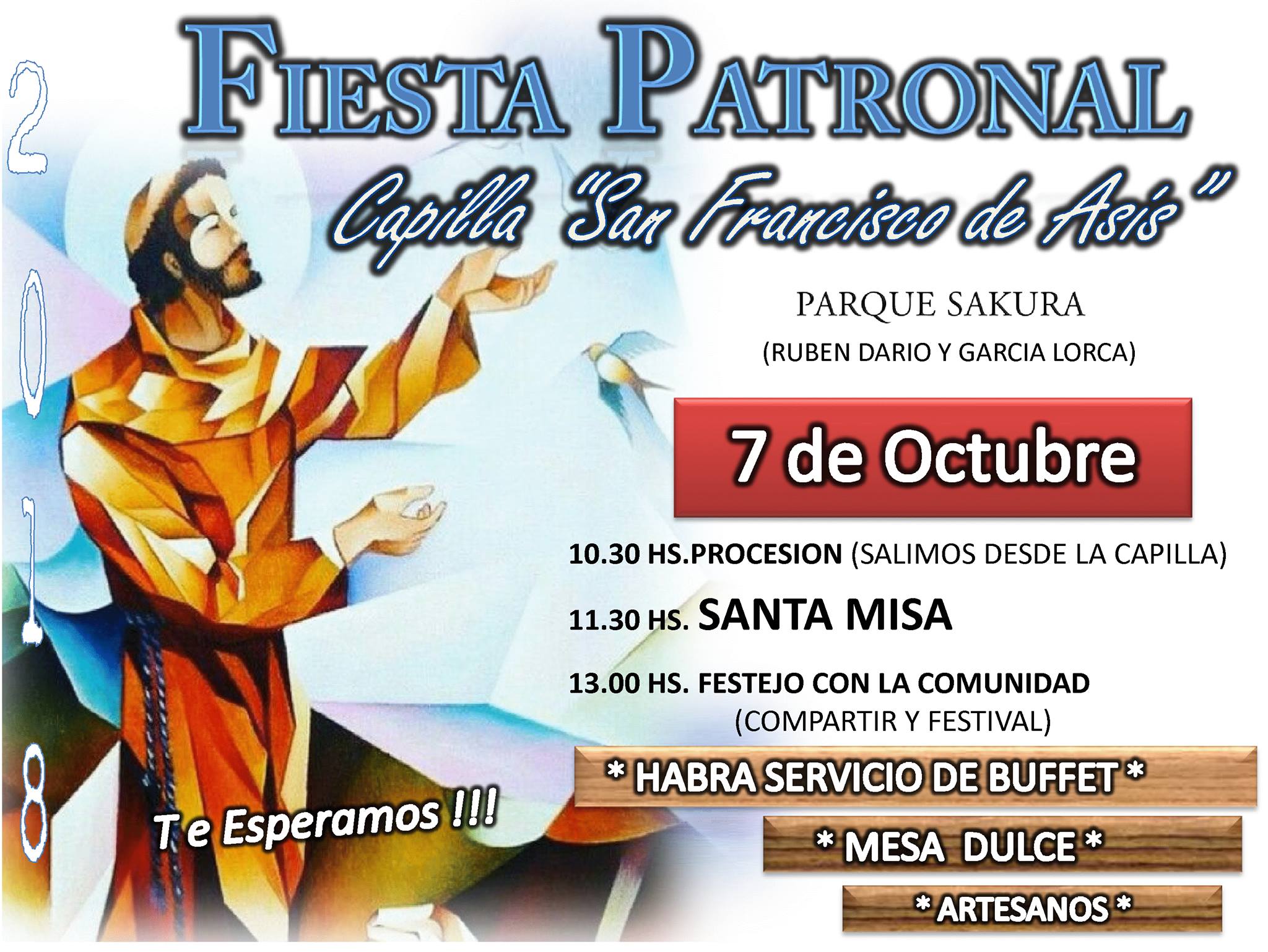 Fiesta Patronal en Capilla San Francisco de Asis – Parque Sakura. Domingo 7 octubre
