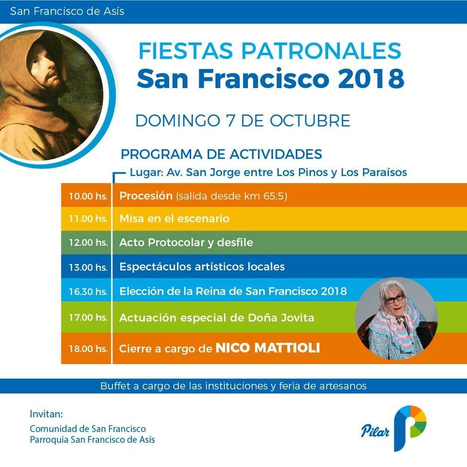 Domingo 7 de octubre: Patronales San Francisco de Asis en Pilar