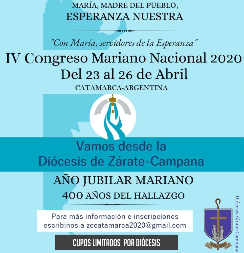 Inscribite: Vamos desde la diócesis de Zárate – Campana al Congreso Mariano en Catamarca