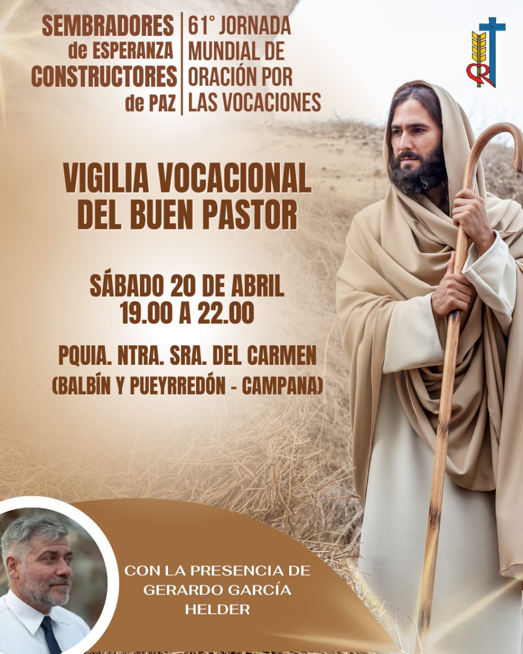 Sábado 20 de abril: Vigilia Vocacional del Buen Pastor en Campana
