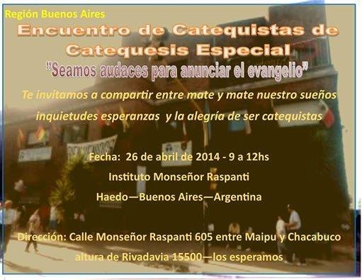Sábado 26 de abril: Encuentro de Catequesis Especial – Región Bs. As.