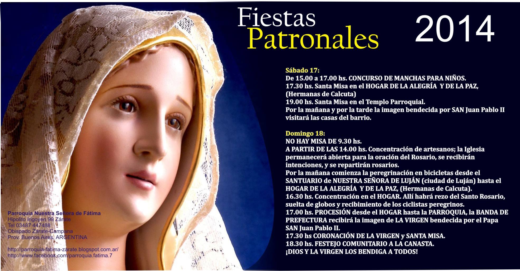 Sábado 17 y Domingo 18 de mayo: Patronales en Zárate