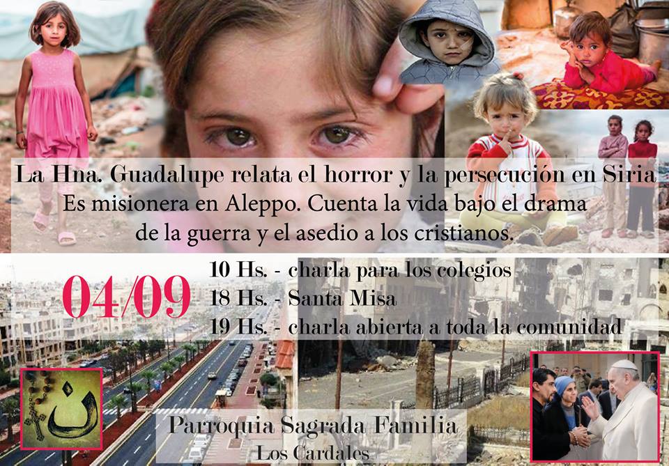 4 de septiembre: “Horror y persecución en Siria” , testimonio Hna. Guadalupe
