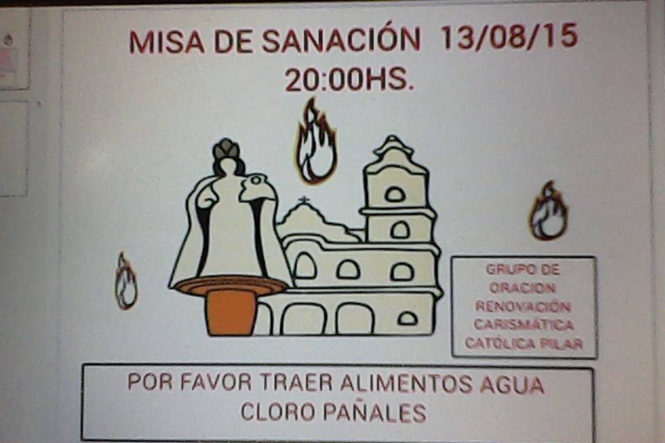 Jueves 13 de agosto: Misa de Sanacion – Pquia. Ntra. Sra del Pilar, Pilar