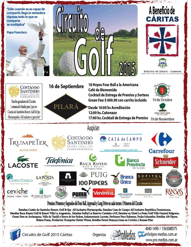 16 de septiembre: Golf a beneficio de Cáritas
