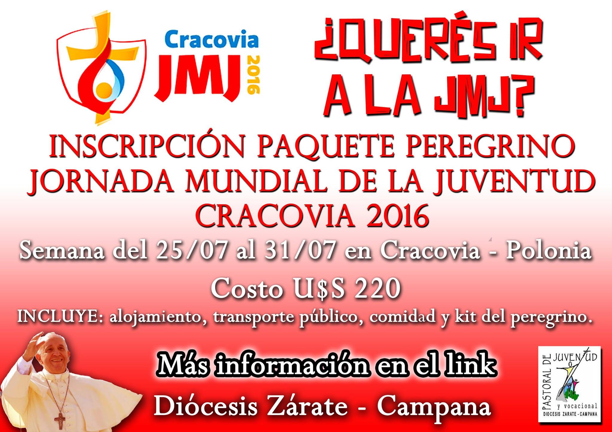¿Querés ir a la Jornada Mundial de la Juventud: Cracovia 2016?