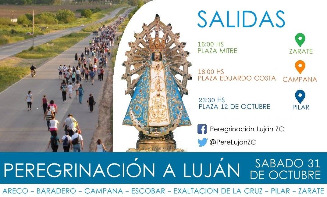 Peregrinación a Luján 31/10 : Lugares y Horarios de Salida