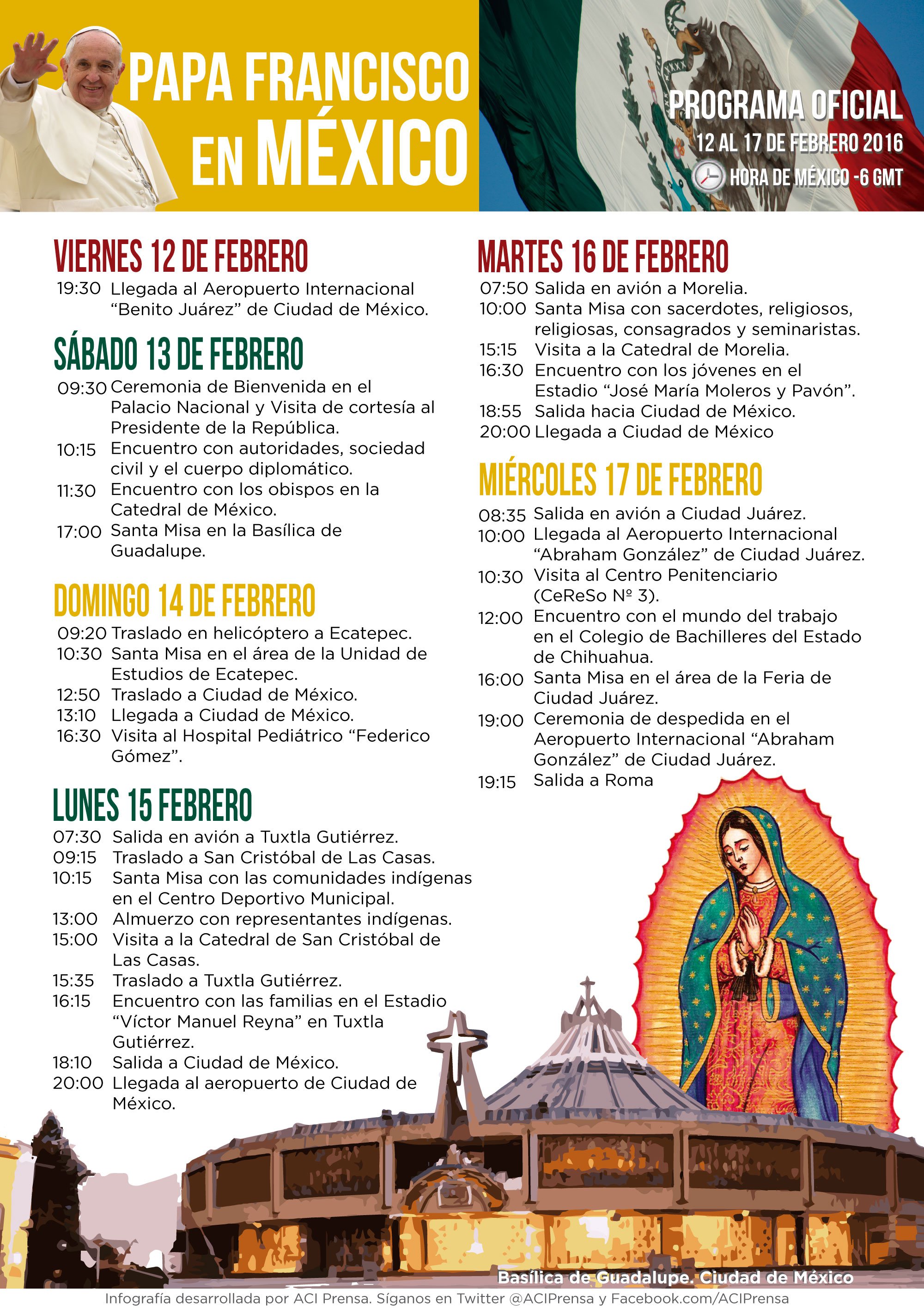 Programa Oficial de la Visita del Papa Francisco a México