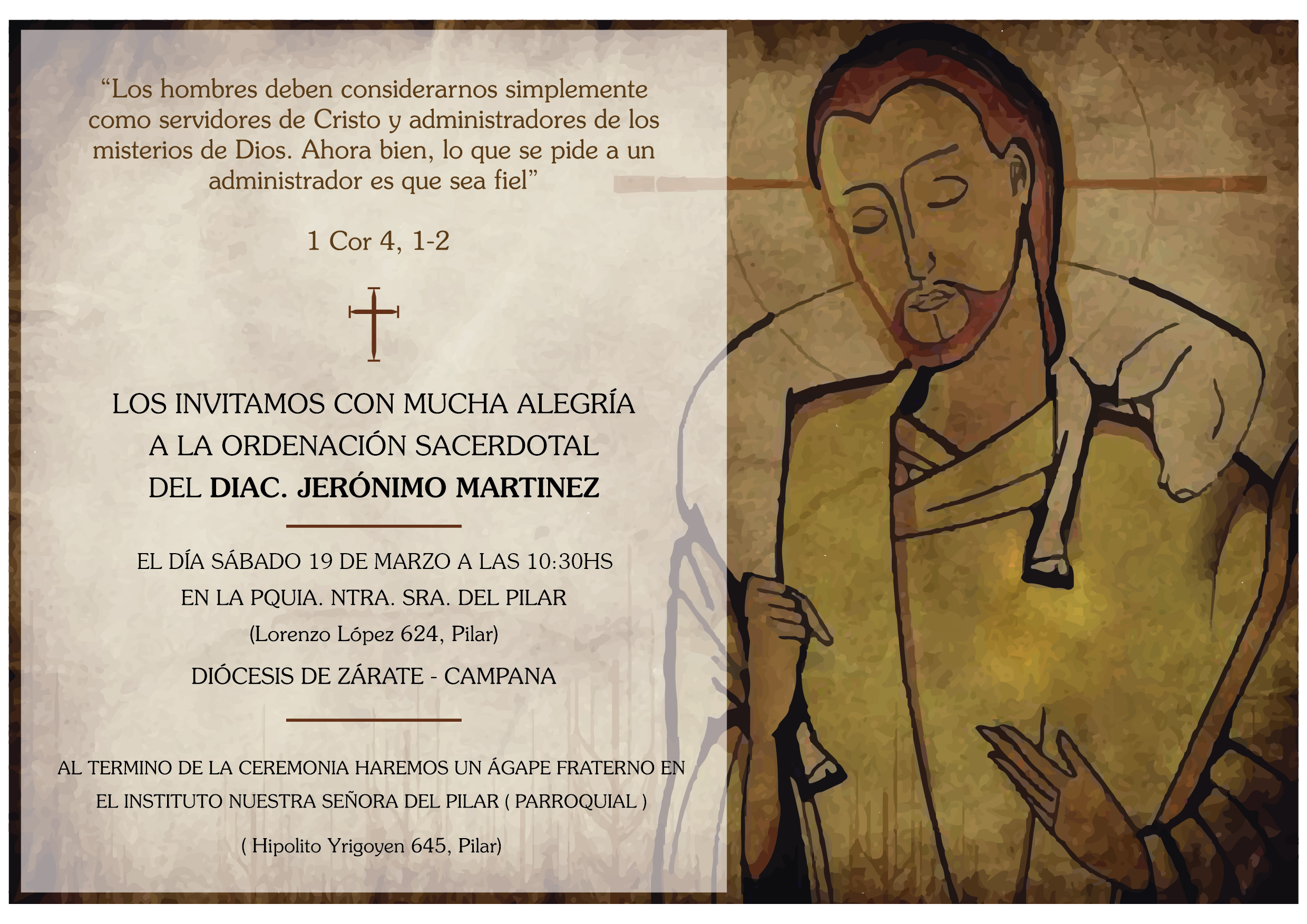 Sábado 19 de marzo: Ordenación Sacerdotal del Diácono Jerónimo Martinez
