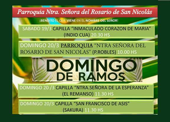 Horarios de Semana Santa – Parroquia Ntra Sra del Rosario de San Nicolas , Parada Robles